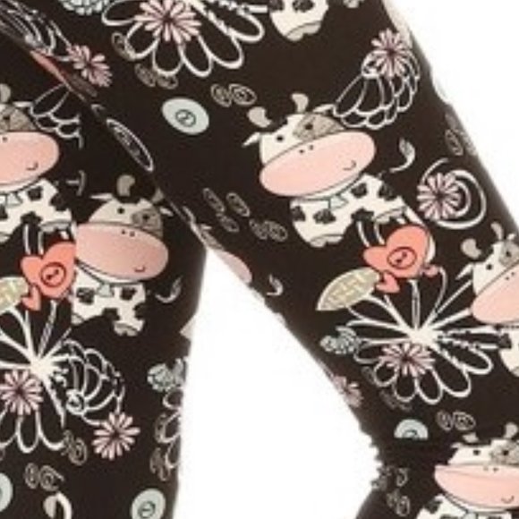 YOGA Workout Leggings High Waisted Sweet Cow Print ONE SIZE FITS Waist 24-30 NWT - Picture 5 of 6
